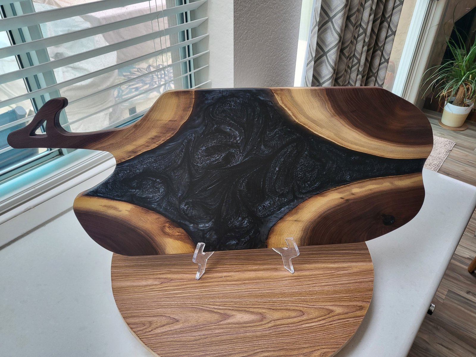 Walnut and Resin River Charcuterie Board