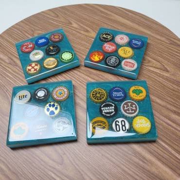 Resin and Beer Bottle Cap Coasters (set 0f 4)