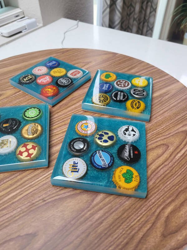 Resin and Beer Bottle Cap Coasters (set 0f 4) - Image 3
