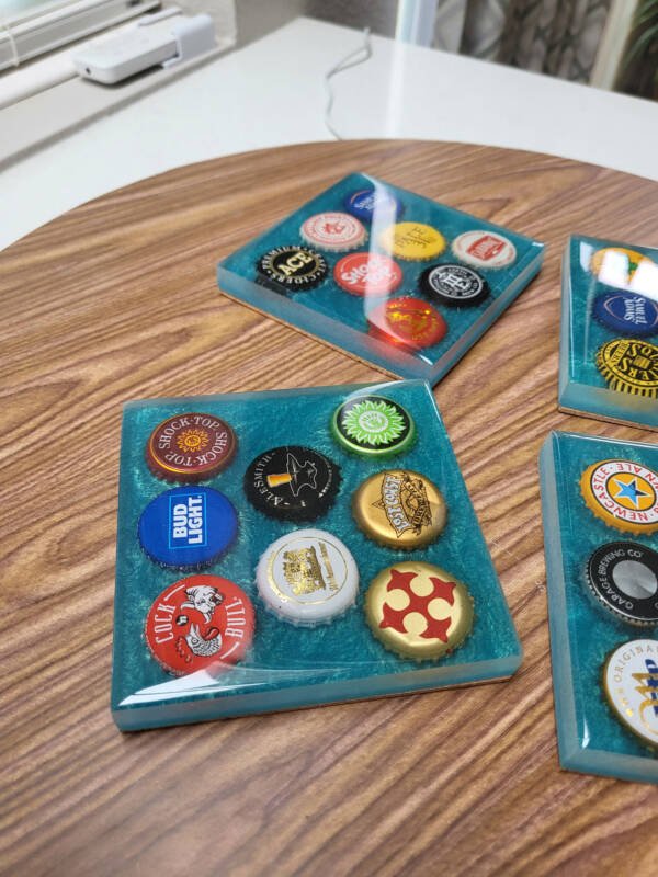 Resin and Beer Bottle Cap Coasters (set 0f 4) - Image 4
