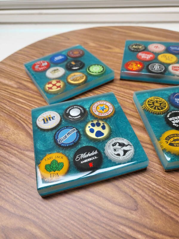Resin and Beer Bottle Cap Coasters (set 0f 4) - Image 5