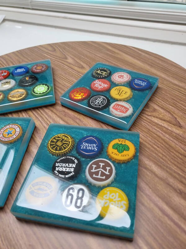 Resin and Beer Bottle Cap Coasters (set 0f 4) - Image 6