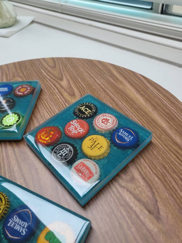 Resin and Beer Bottle Cap Coasters (set 0f 4) - Image 7