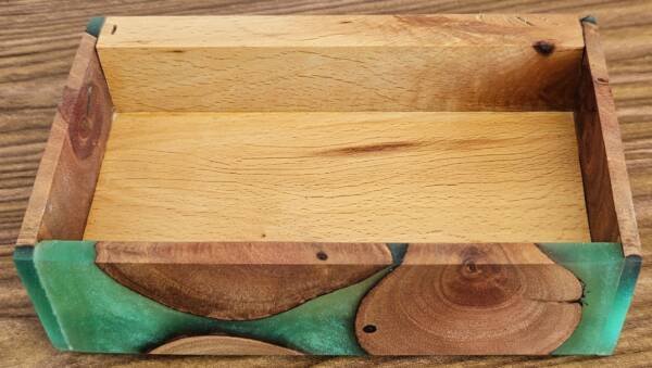 Chilean Mesquite and Epoxy Mini Charcuterie Board Set of 4 w/holder - Image 8