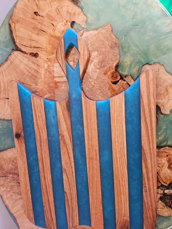 Maple and blue resin striped Charcuterie Board - Image 3