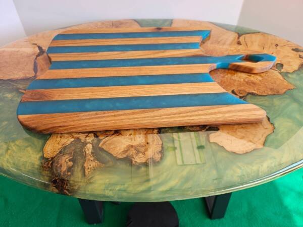 Maple and blue resin striped Charcuterie Board
