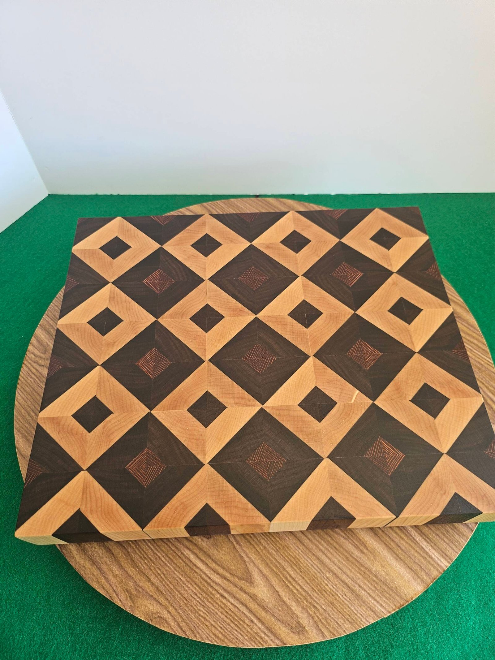 Stunning Diamond Pattern End Grain Cutting Board